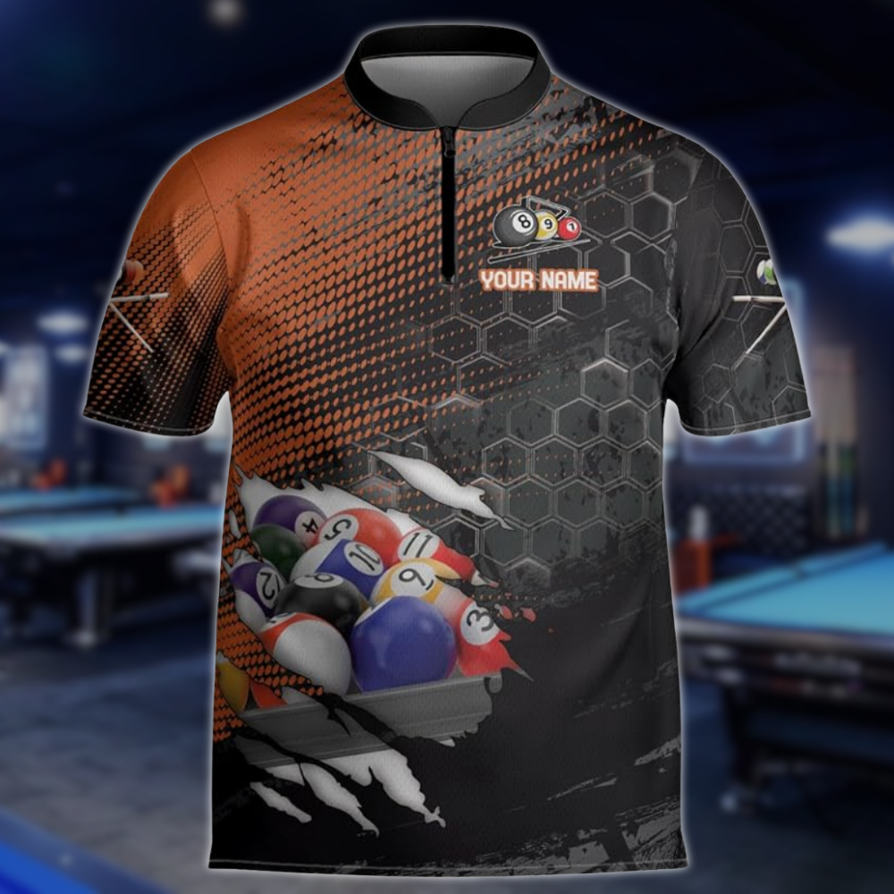 Custom Team Grunge Navy Black Billiard Jersey For Mens, Custom Pool Billiard Shirts BLD0235