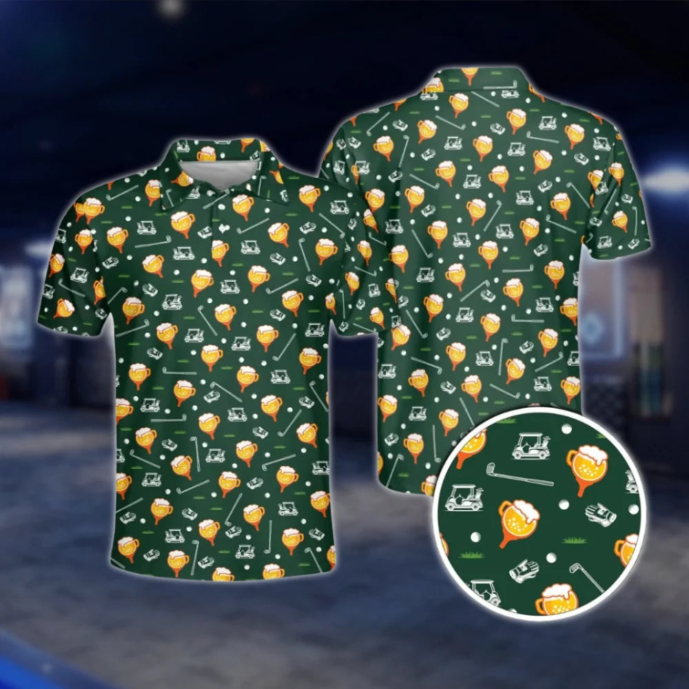 Custom Face Beer Golf Polo Shirt Men, Personalized Beer Lover Golf Shirt With Photo GOF0067