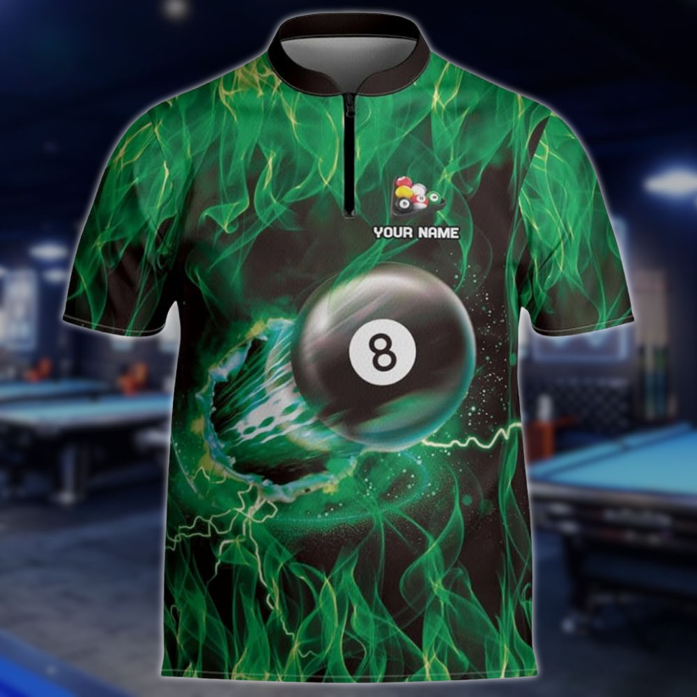 Custom Red Flame 8 Ball  Billiard Men Jersey, Custom Flame Billiard Team Shirts BLD0236