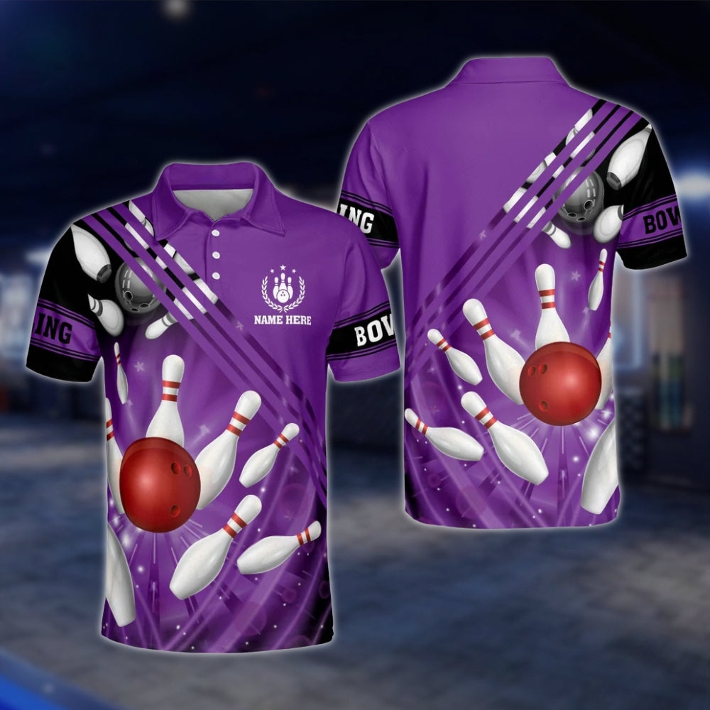 Custom Name Red Bowling Polo Shirt For Men, Custom Bowling Shirts BM0250 BOW0221