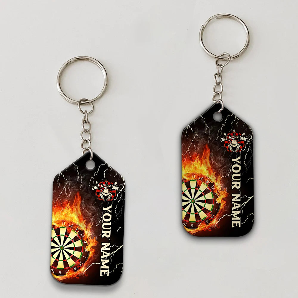 Thunder Flame Bullseye Dartboard Personalized Name 3D Dragon And Darts Keychain For Dart Team Player ORN0183