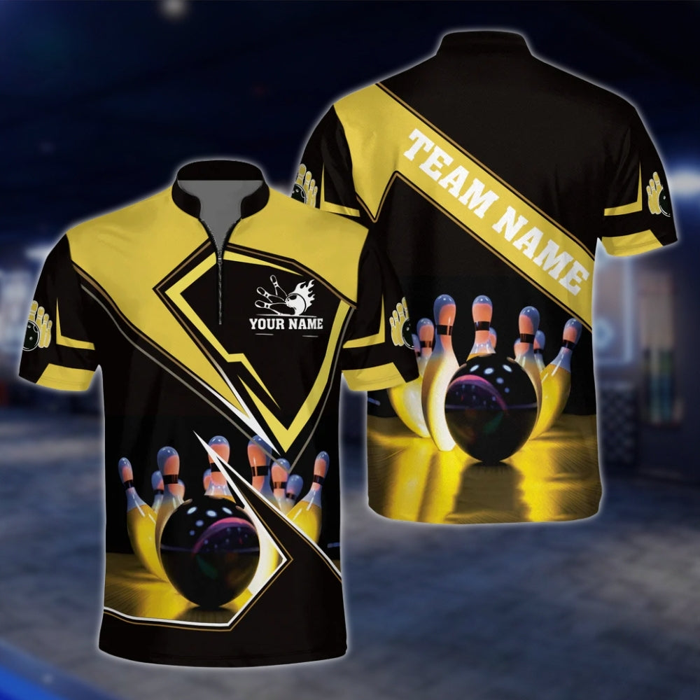 Custom Team Bowling Jersey For Mens Black And Red, Custom Bowling Shirts BZ0071 BOW0467