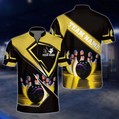Custom Team Bowling Jersey For Mens Black And Red, Custom Bowling Shirts BZ0071 BOW0467
