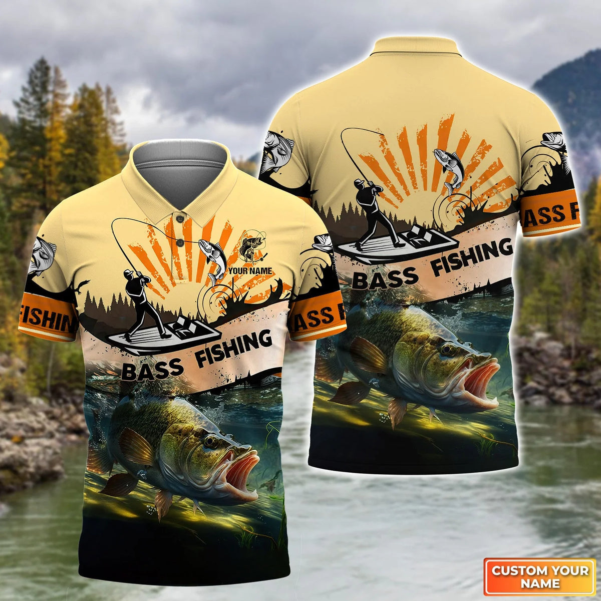 Bass Fishing Personalized Name 3D Full Print Shirts 08 FISH0064