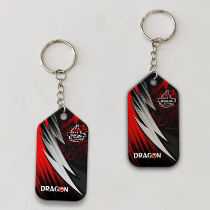 Dragon Team Red Bowling Ball On Fire Personalized Name 3D Keychain ORN0164