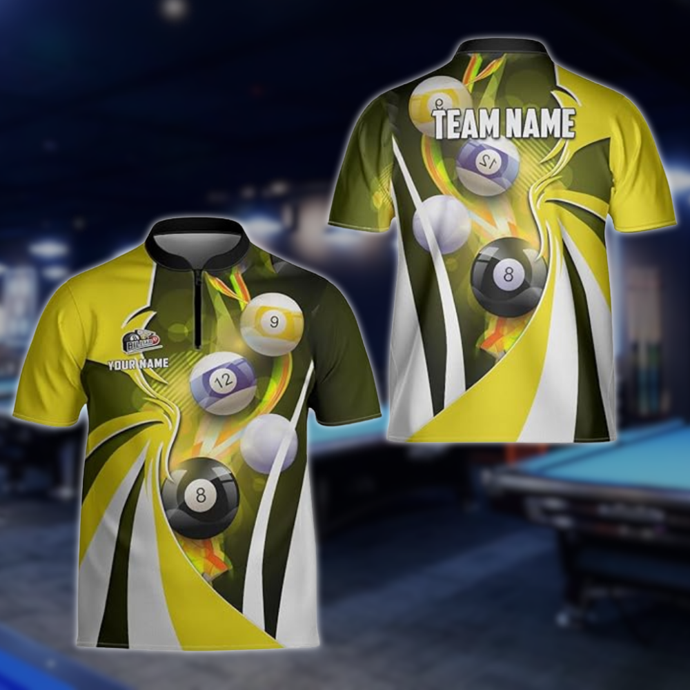 Custom Green White Billiard Team Jersey For Men, Custom Billiard Shirts BLD0219