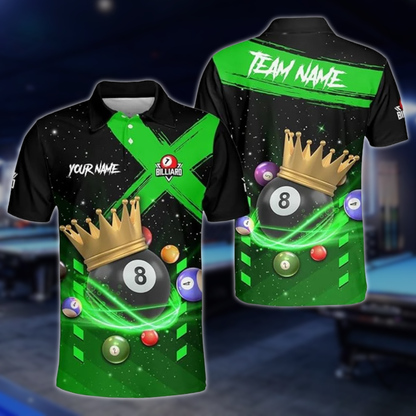 Custom King 8 Ball Polo Shirt For Men, Custom Pool Billiard Team Shirts BLD0177