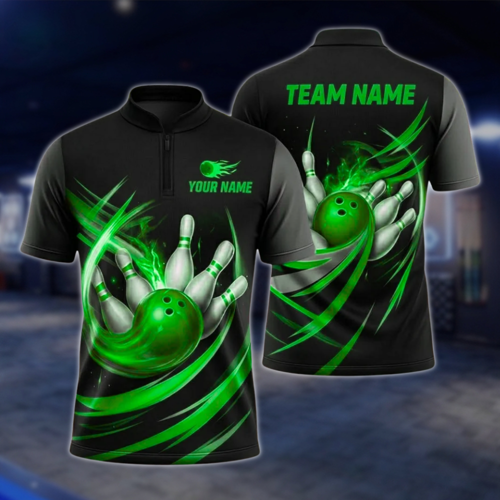 Personlized Team  Black And Cyan Bowling Jersey For Men, Custom Bowling Shirt BZ0764 BOW0153