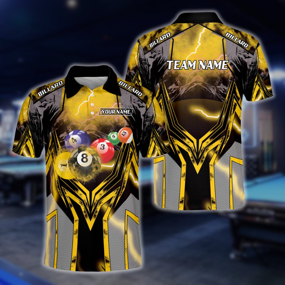 Custom Lighting Thunder Billiard Men Polo Shirts, Custom Pool Billiard Team Shirts BLD0226