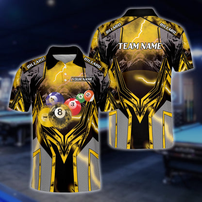 Custom Lighting Thunder Billiard Men Polo Shirts, Custom Pool Billiard Team Shirts BLD0226