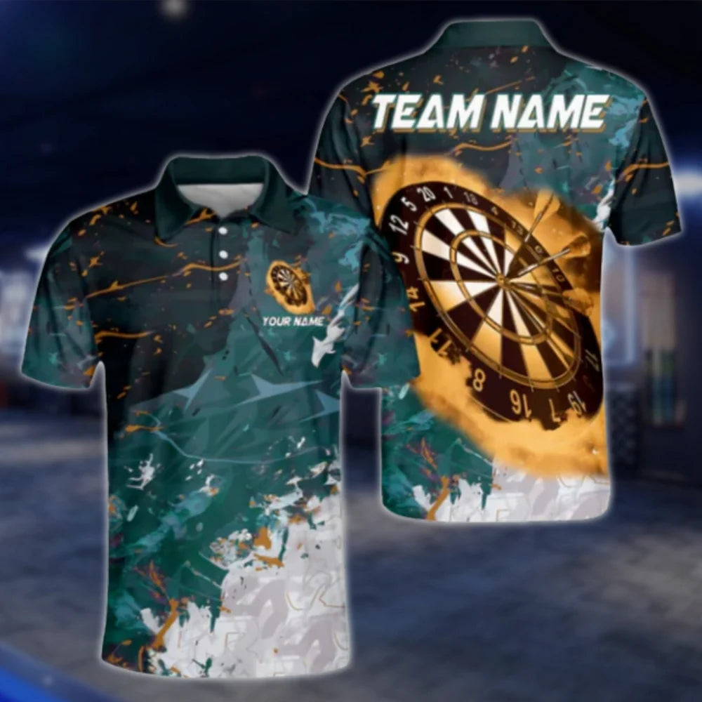 Custom Team Blue Grunge Dart Polo Shirt, Custom Dart Shirts DAT0442