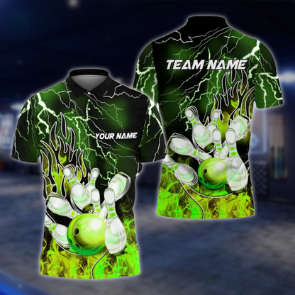 Personalized Flame Purple Bowling Polo Shirt For Men, Custom Flame Bowling Shirts Team BZ0759 BOW0160