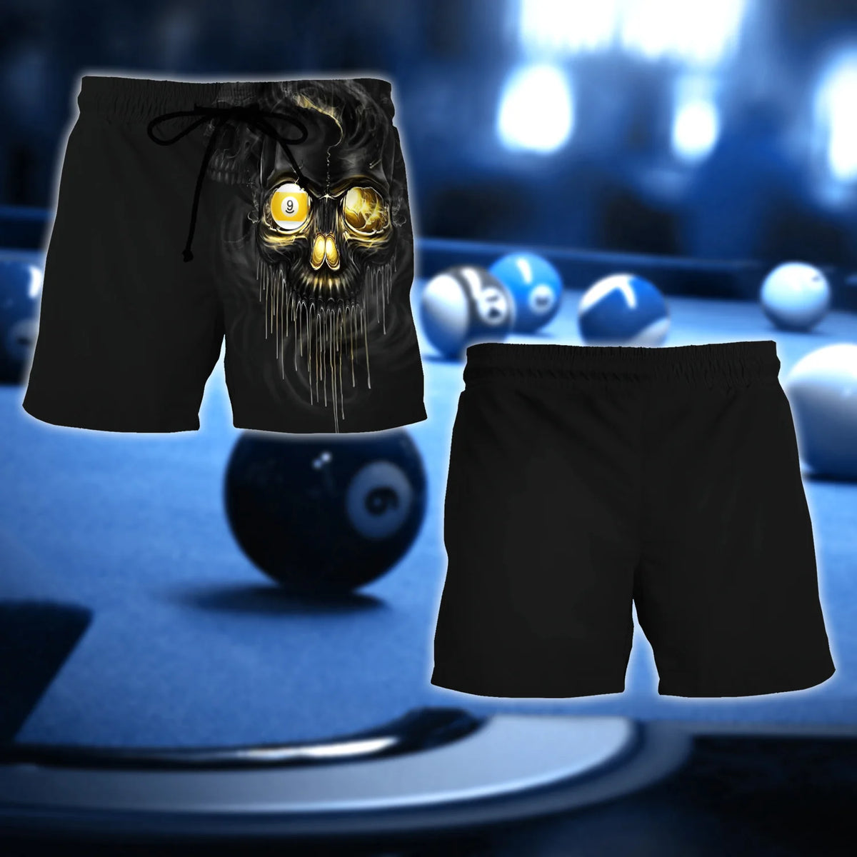 Billiard 9 Ball I Beat People With A Stick Custom Name 3D Short Sleeve T-Shirt Men's Board Shorts ORN0299