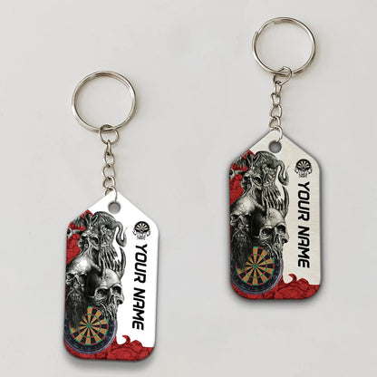 Dartboard Skull Personalized Name 3D Keychain For Darts Player ORN0185