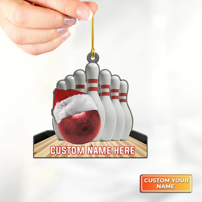 Red Bowling Ball And Roll Christmas Ornament Gift For Bowling Player ORN0087