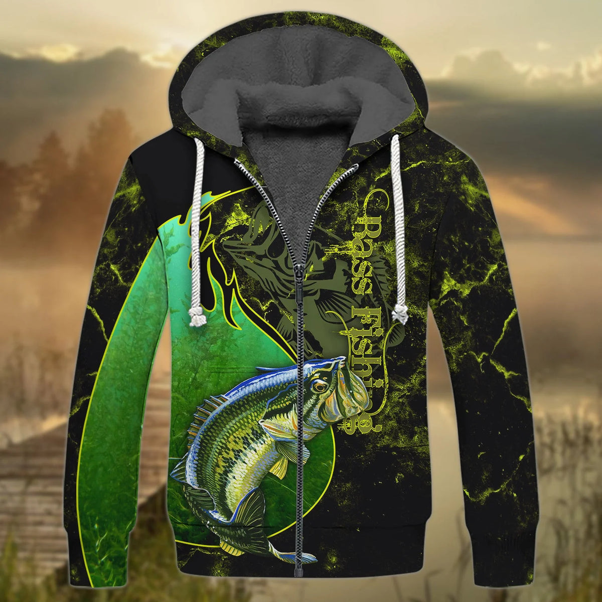 Bass Fishing Underwater Yinyang Camo 3D Print Shirts FISH0067