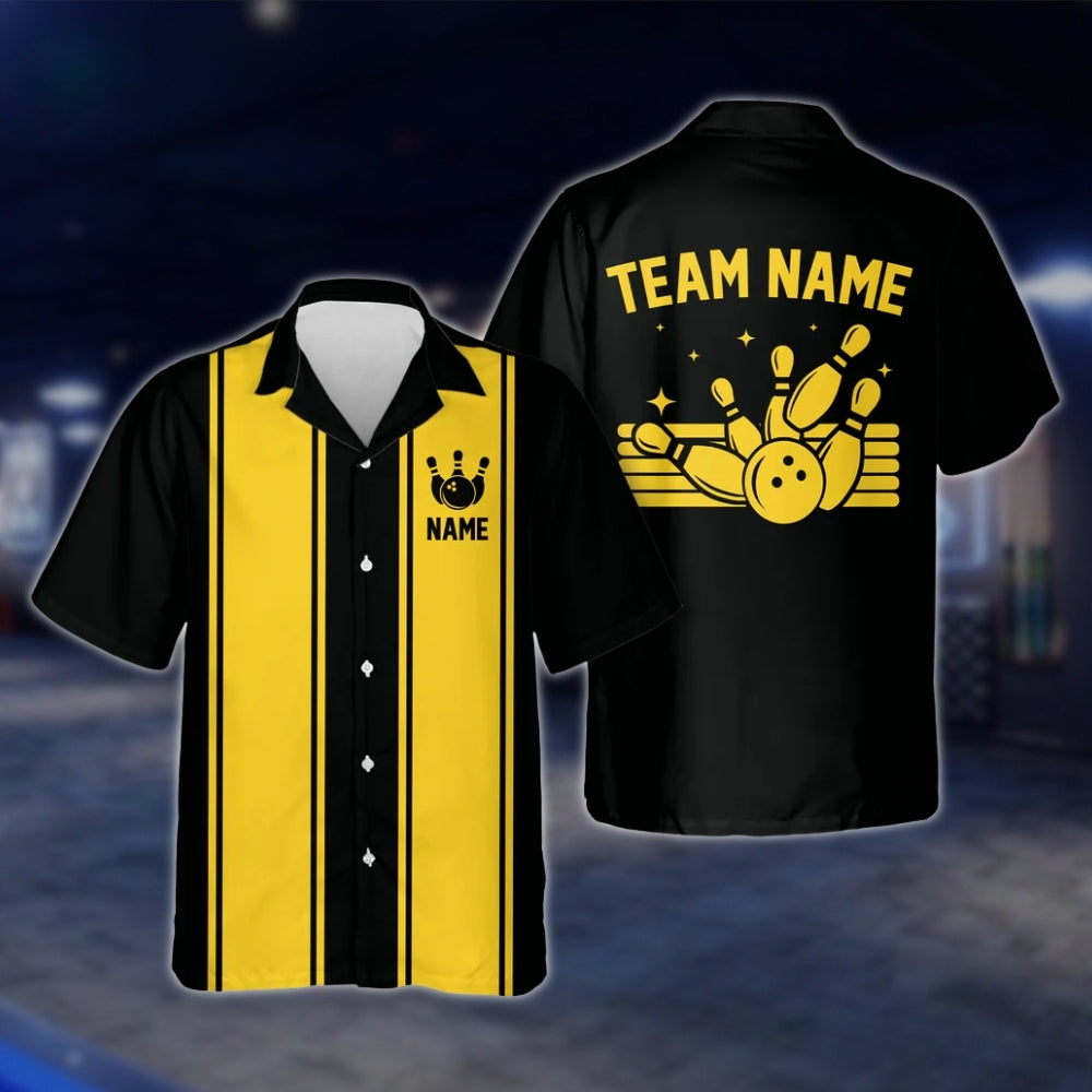 Custom Neon Red Black Bowling Hawaiian Shirt For Men And Women, Custom Vintage Bowling Team Shirts BE0051 BOW0363