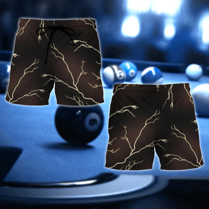 Billiard 9 Ball Fire Flame Club Custom Name 3D Short Sleeve T-Shirt Men's Board Shorts ORN0300