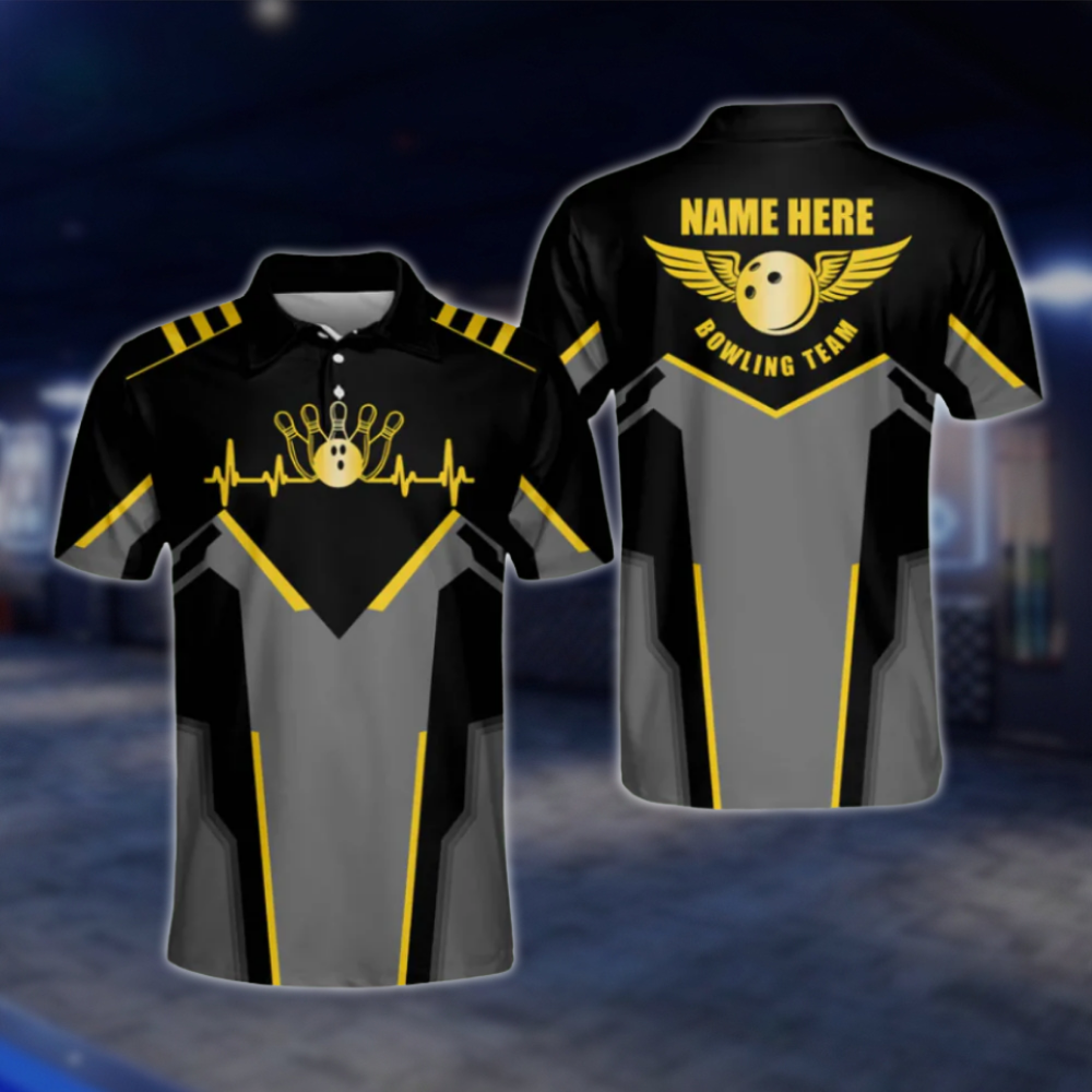 Personalized Black Purple Polo Bowling Team Shirts Men, Custom Bowling Shirts BM0010 BOW0494
