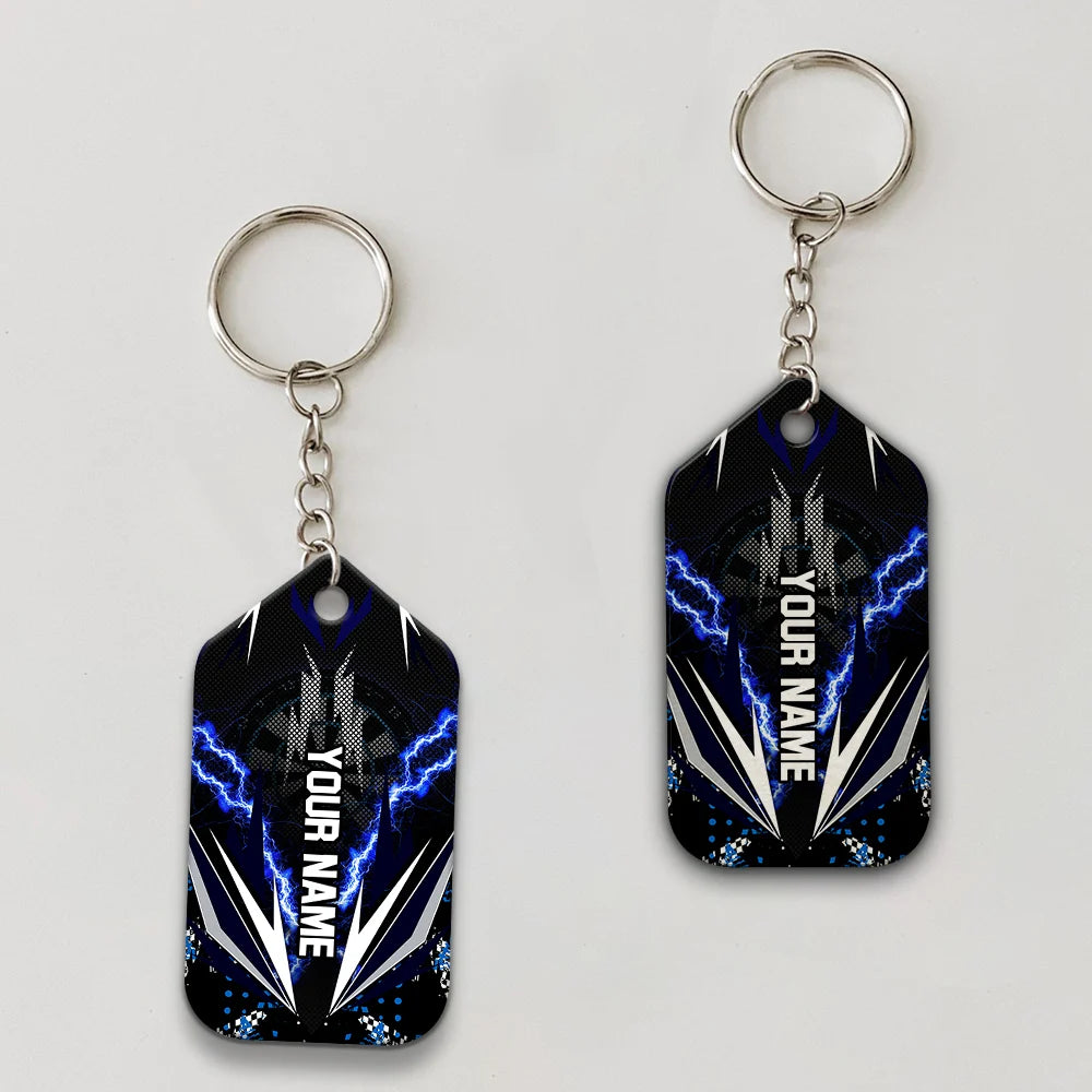 Bullseye Dartboard Thunder Personalized Name 3D Viking And Darts Keychain For Dart Team Player ORN0158