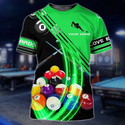 Custom Black Red Billiard T-Shirts Mens, Custom Pool Billiard Shirts BLD0270