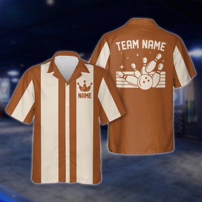 Custom Vintage Bowling Hawaiian Shirt For Men And Women, Black And Beige Custom Vintage Bowling Team Shirts BE0005 BOW0353