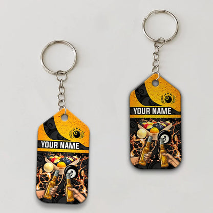 Pool And Beer That's Why I Am Here Personalized Name Keychain Gift For Billiard Players ORN0171