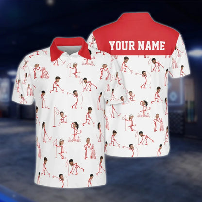 Custom Faces With Stick Figure Golf Polo Shirt Men, Custom Funny Golf Shirts With Photo GOF0065