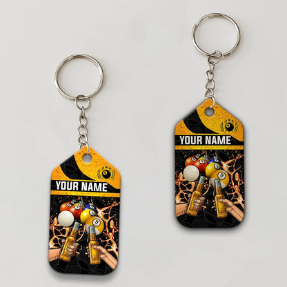 Nine-Ball Billiard And Beer That's Why I'm Here Personalized Name Keychain For Billiard Players ORN0191