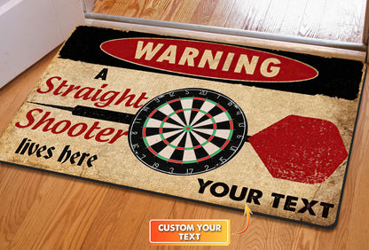 Warning A Straight Shooter Lives Here Personalized Doormat Gift For Darts Player ORN0148