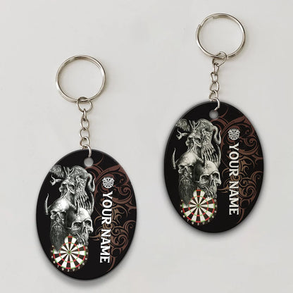 Skull Dartboard Personalized Name 3D Dragon And Darts Keychain For Dart Team Player ORN0170