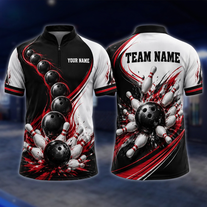 Personalized Team Blue Splash Bowling Jersey, Mens Custom Bowling Shirt BE0242 BOW0083