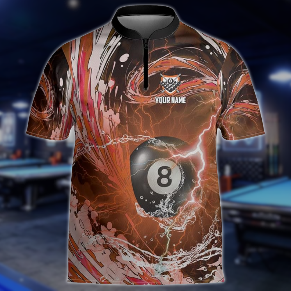 Custom Blue Wave Thunder Billiard Team Jersey For Men, Custom Billiard Shirts BLD0238