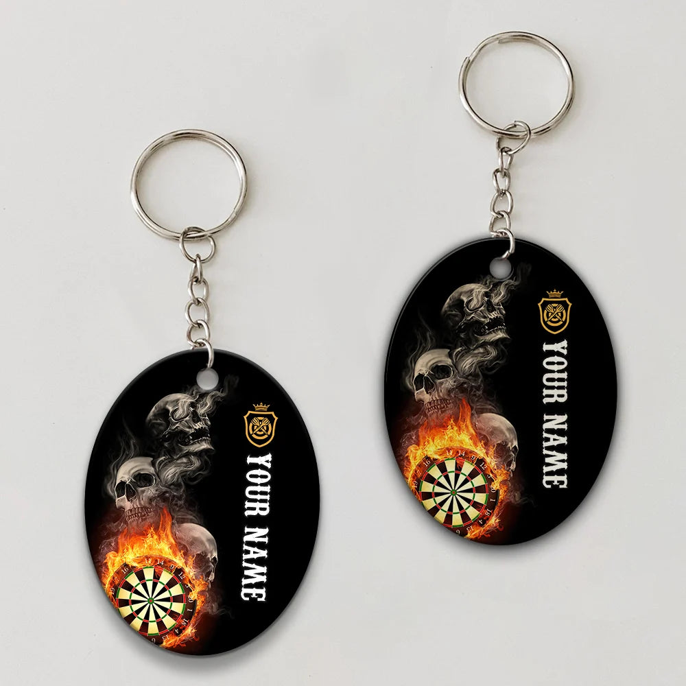 Hello Darkness My Old Friend I've Come To Play With You Again Personalized Name 3D Keychain For Dart Team Player ORN0201