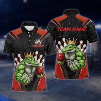 Personalized Aligator Muscle Bowling Mens Polo Shirt, Custom Alligator Bowling Shirt For Team BZ0880 BOW0063
