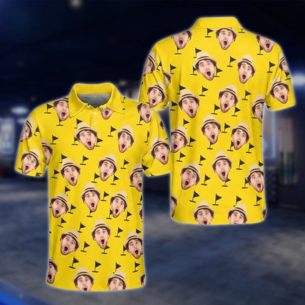 Custom Funny Face Matching Golf Shirts For Men And Women, Custom Photo Matching Couple Golf Shirts GOF0177