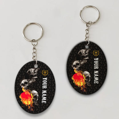 Pickleball Skull Hello Darkness My Old Friend Personalized Name 3D Keychain Gift For Pickleball Player ORN0199