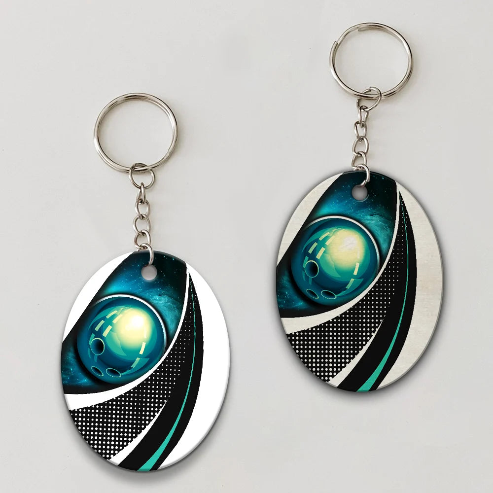 Eagle Bowling Team Blue Bowling Ball Keychain ORN0198