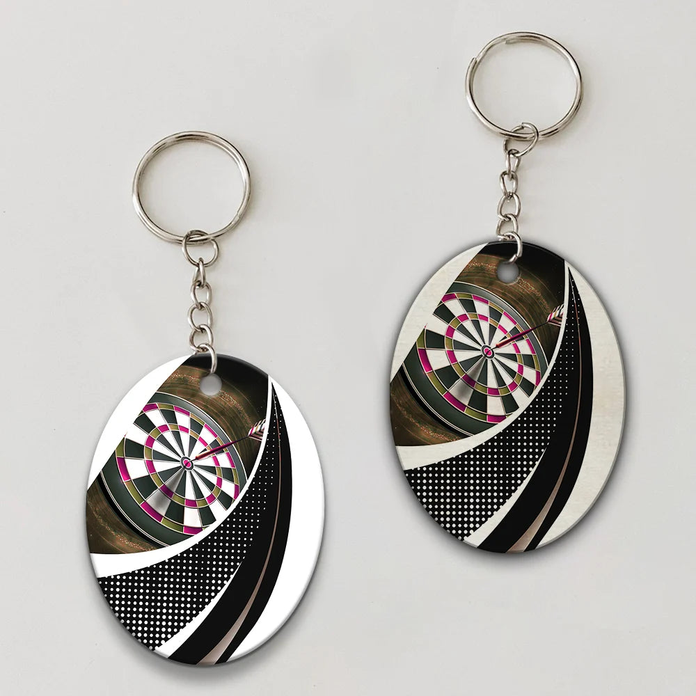 Bullseye Dartboard Brown Keychain Viking And Darts For Dart Team Player ORN0182