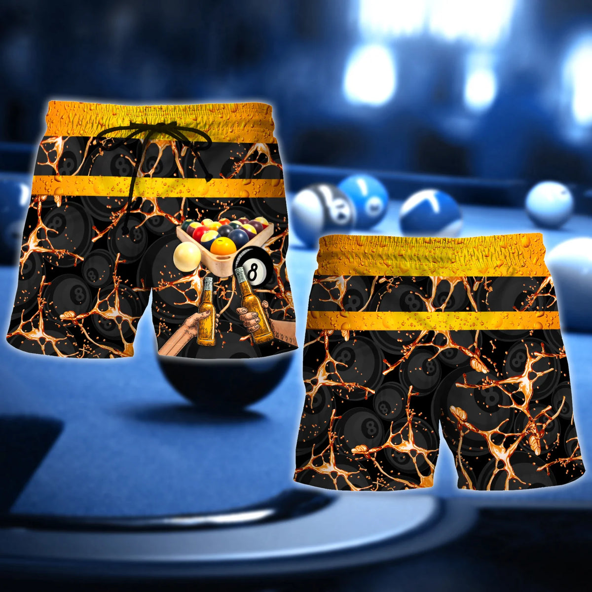 Pool And Beer That's Why I Am Here Custom Name 3D Short Sleeve T-Shirt Men's Board Shorts ORN0284