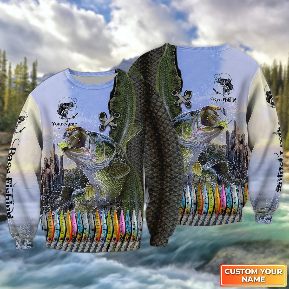 Bass Fishing And Fishing Tackle Personalized Name 3D Full Print Shirts FISH0065