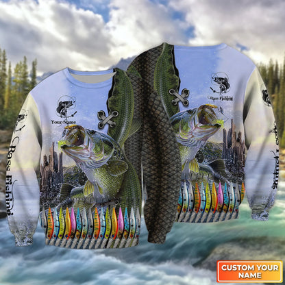 Bass Fishing And Fishing Tackle Personalized Name 3D Full Print Shirts FISH0065