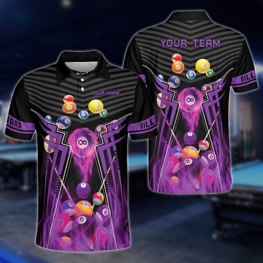 Custom Team Black And Red Billiard Men Polo Shirts, Custom Pool Billiard Shirts For Team BLD0224