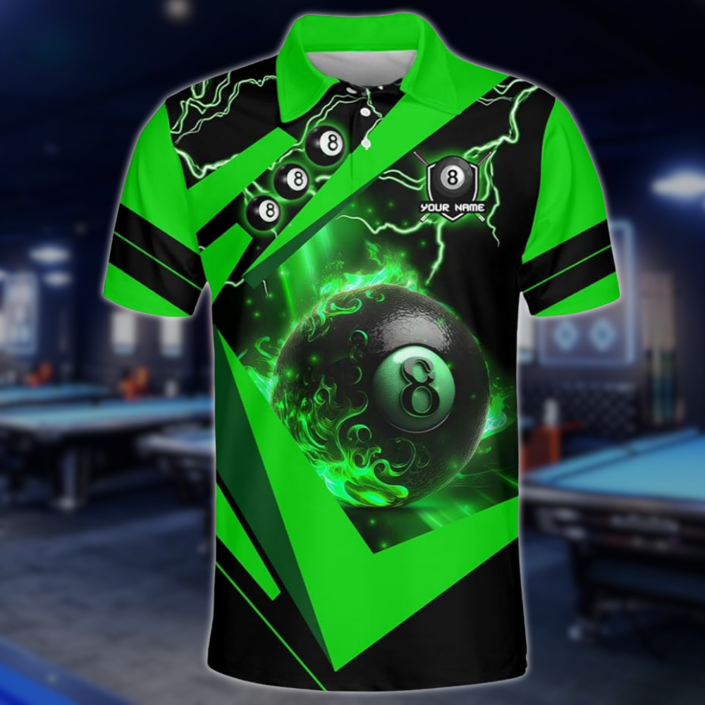 Custom 8 Ball Billiard Polo Team Shirt For Men, Custom Black And Blue Billiard Shirts BLD0024
