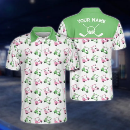 Personalised Green Golf Polo Shirts For Men, Custom Name Golf Shirts GOF0225