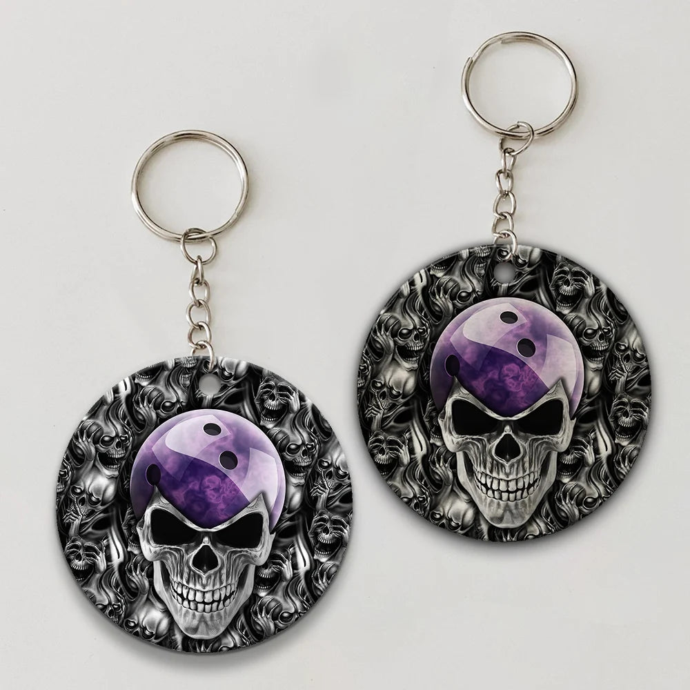 Purple Skull Bowling Ball Keychain ORN0161