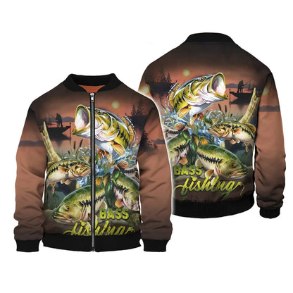 Bass Fishing Shirt Fish 3D Printed Fishing Hoodie Tshirt FISH0108