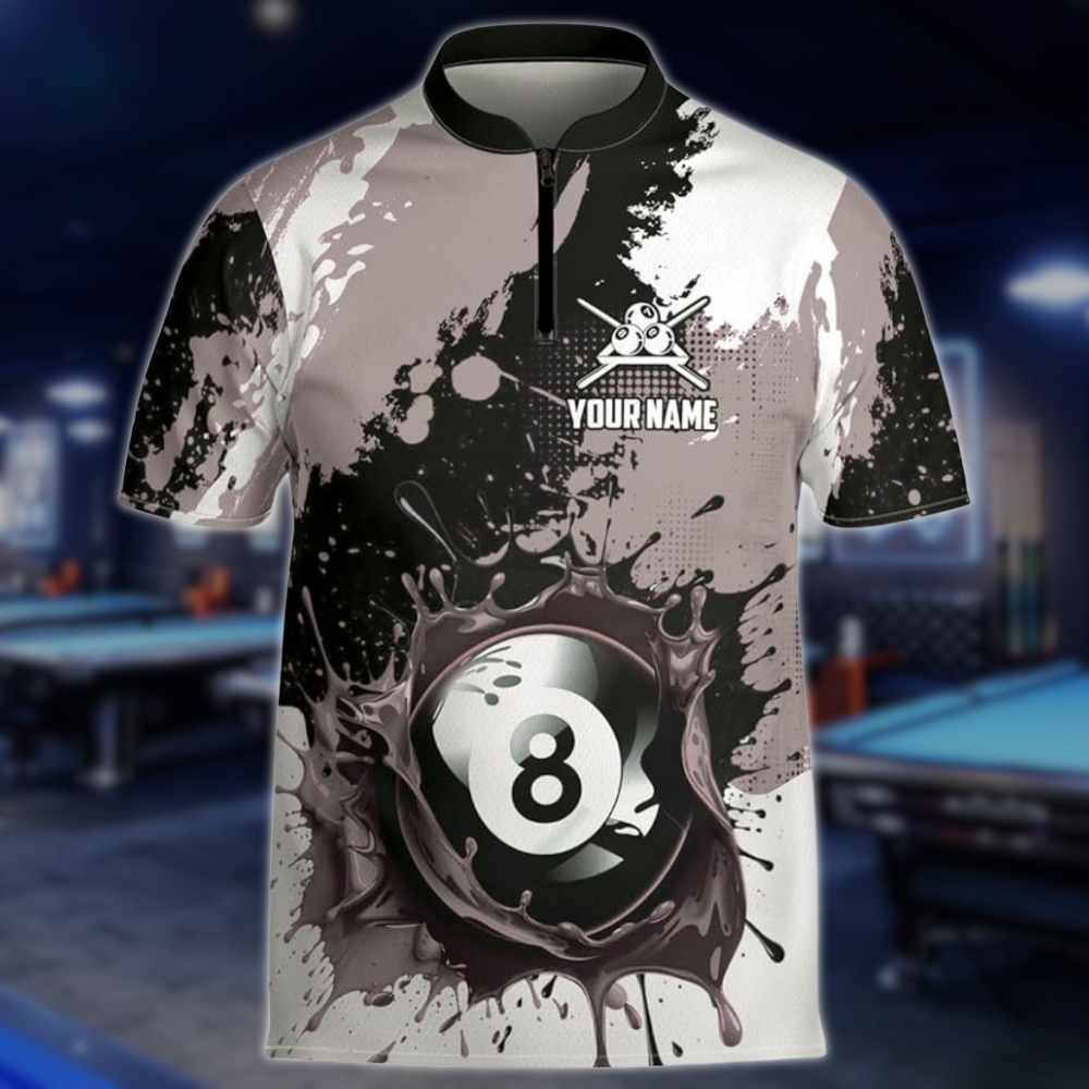Custom White Green 8 Ball Billiard Men Jersey, Custom 8 Ball Pool Team Shirts BLD0262