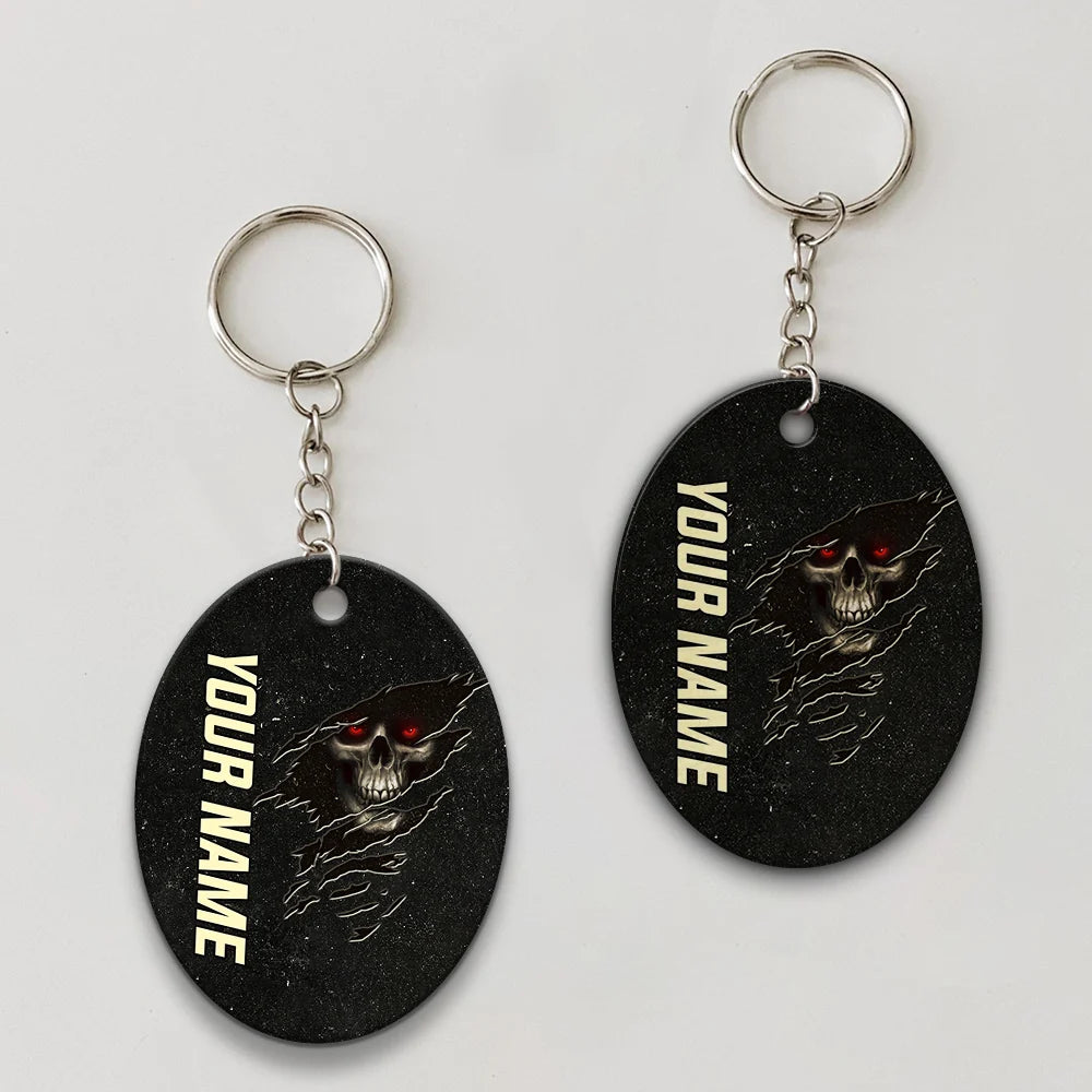 Skull Pool 8 Ball I'm Here To Break Your Balls Personalized Name Keychain Gift For Billiard Players ORN0200