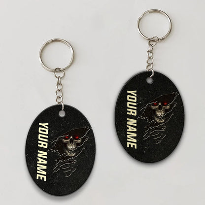 Skull Pool 8 Ball I'm Here To Break Your Balls Personalized Name Keychain Gift For Billiard Players ORN0200